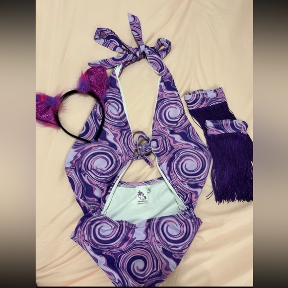 iHeartRaves Tops - *SOLD* Swirly World Halter Bodysuit
